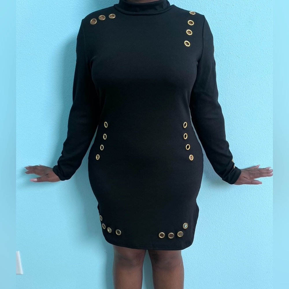 Black dress with gold grommets size 12